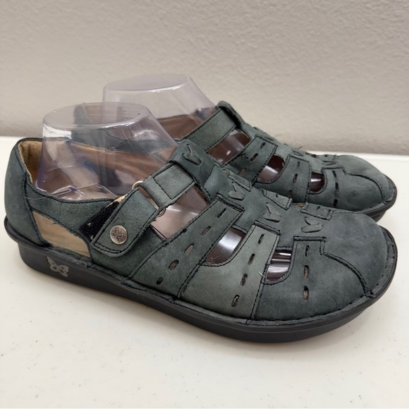 Alegria Shoes - Alegria Pesca Fisherman Sandals Size 9.5 / 10 Leather Green/Blue Arch Support